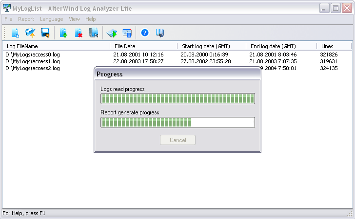 Screenshot of AlterWind Log Analyzer Lite