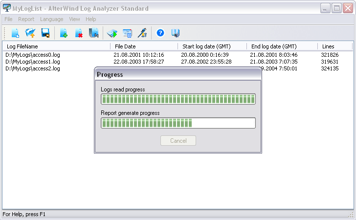 AlterWind Log Analyzer Standard screen shot